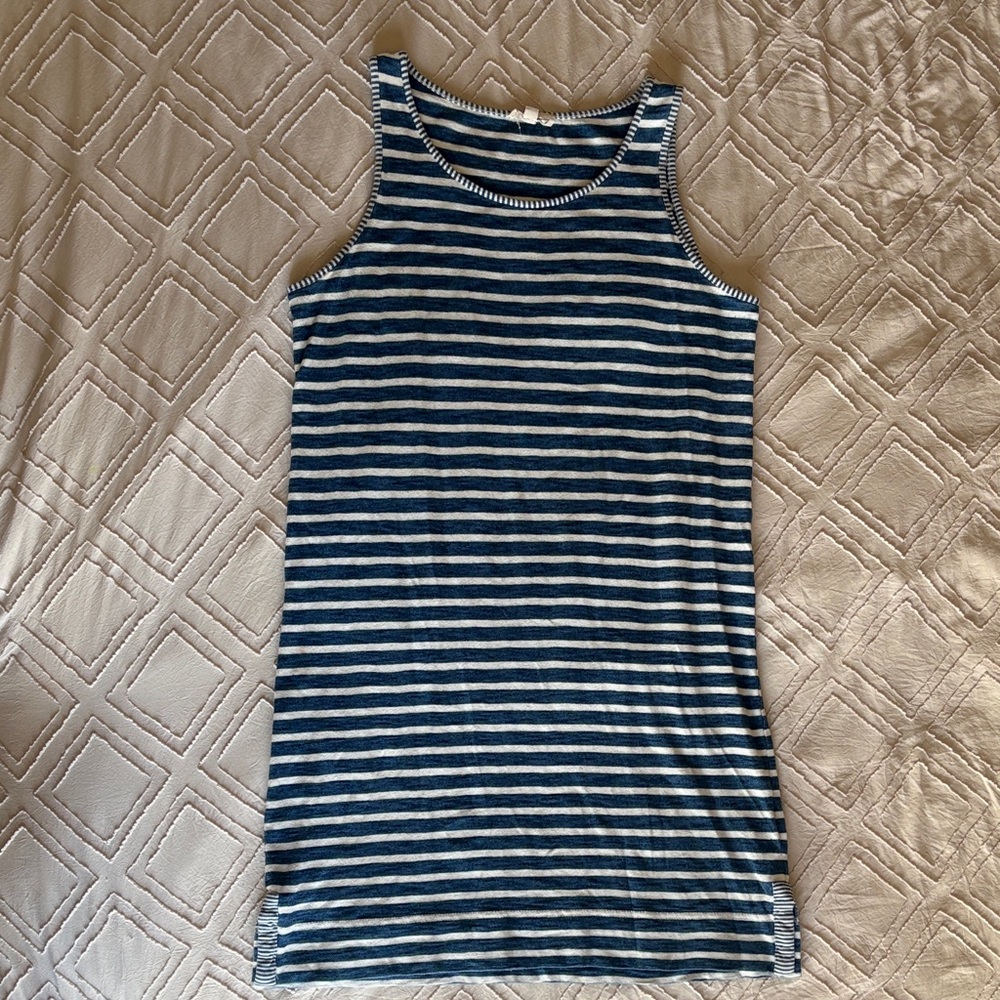 Blue and White Striped Dress